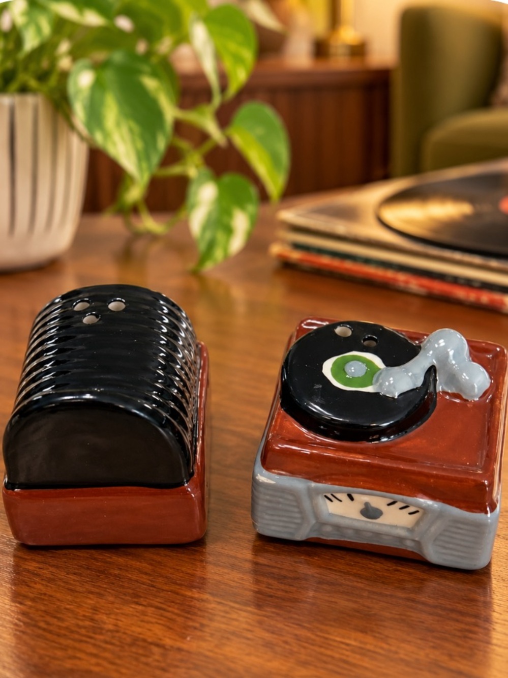 Cracker Barrel Mini Turntable Salt & Pepper Shakers - Black, Brown, Gray, Green